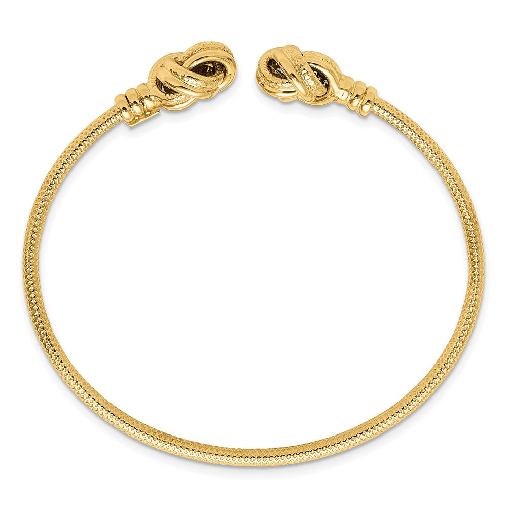 14K Gelbgold Poliert und Strukturiert Liebe Knots Manschette Armreif