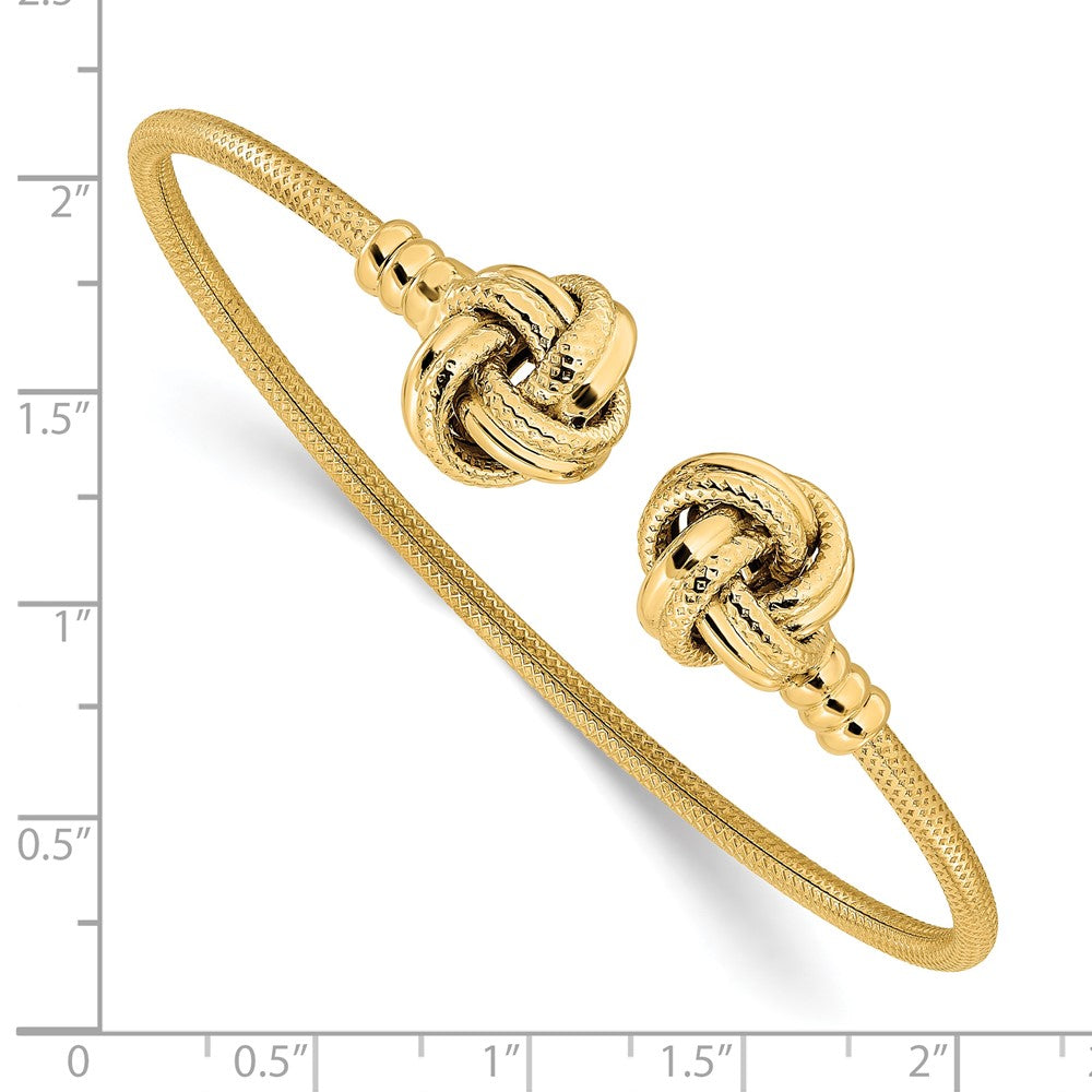 14K Gelbgold Poliert und Strukturiert Liebe Knots Manschette Armreif
