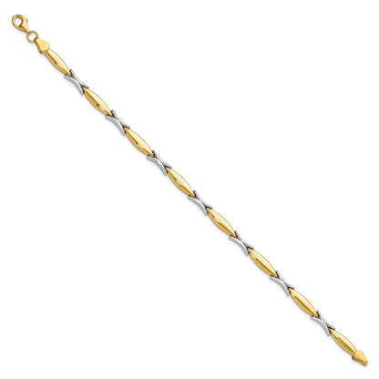 14K Bicolor Poliert Fantasieglieder Armband