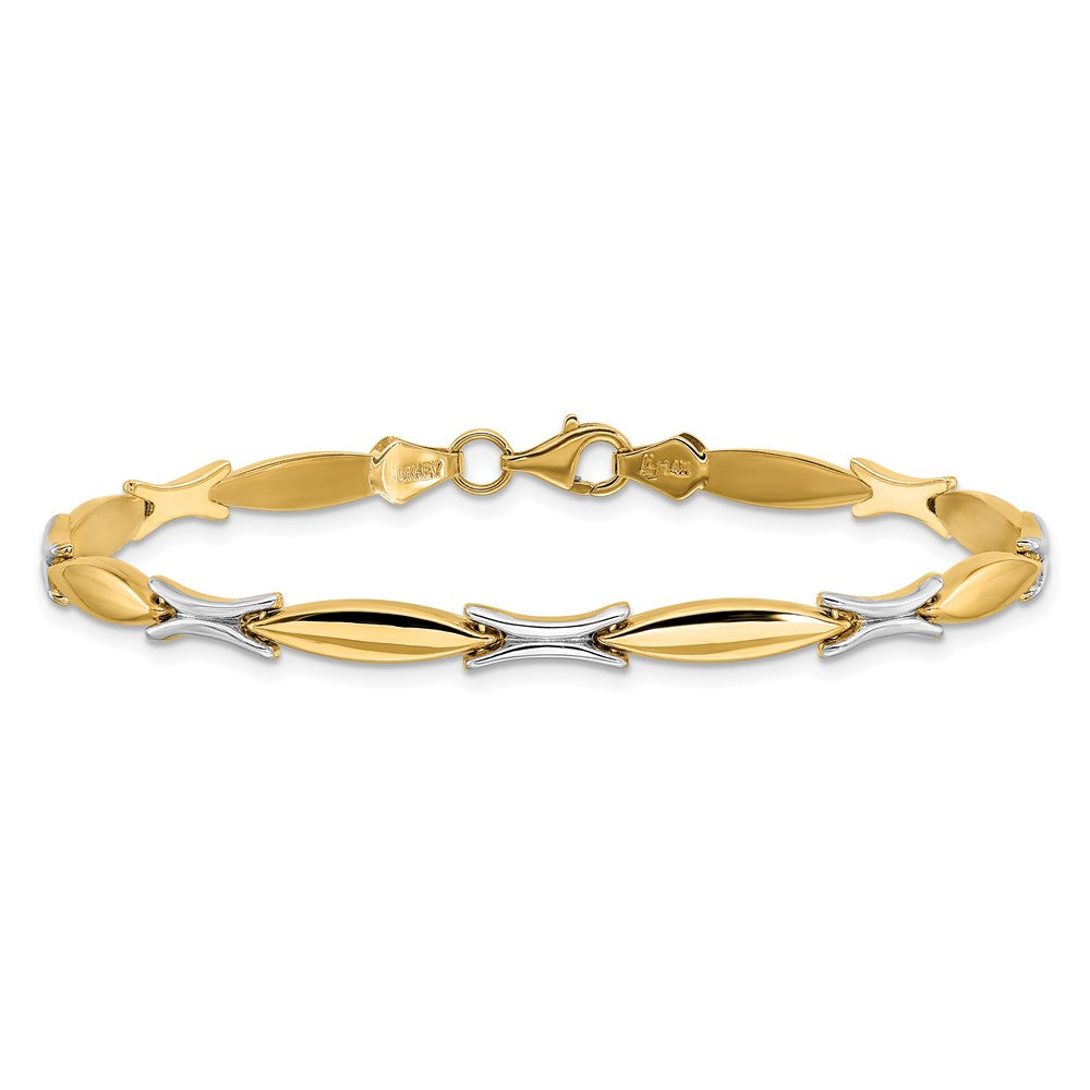 14K Bicolor Poliert Fantasieglieder Armband