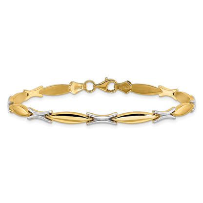 14K Bicolor Poliert Fantasieglieder Armband