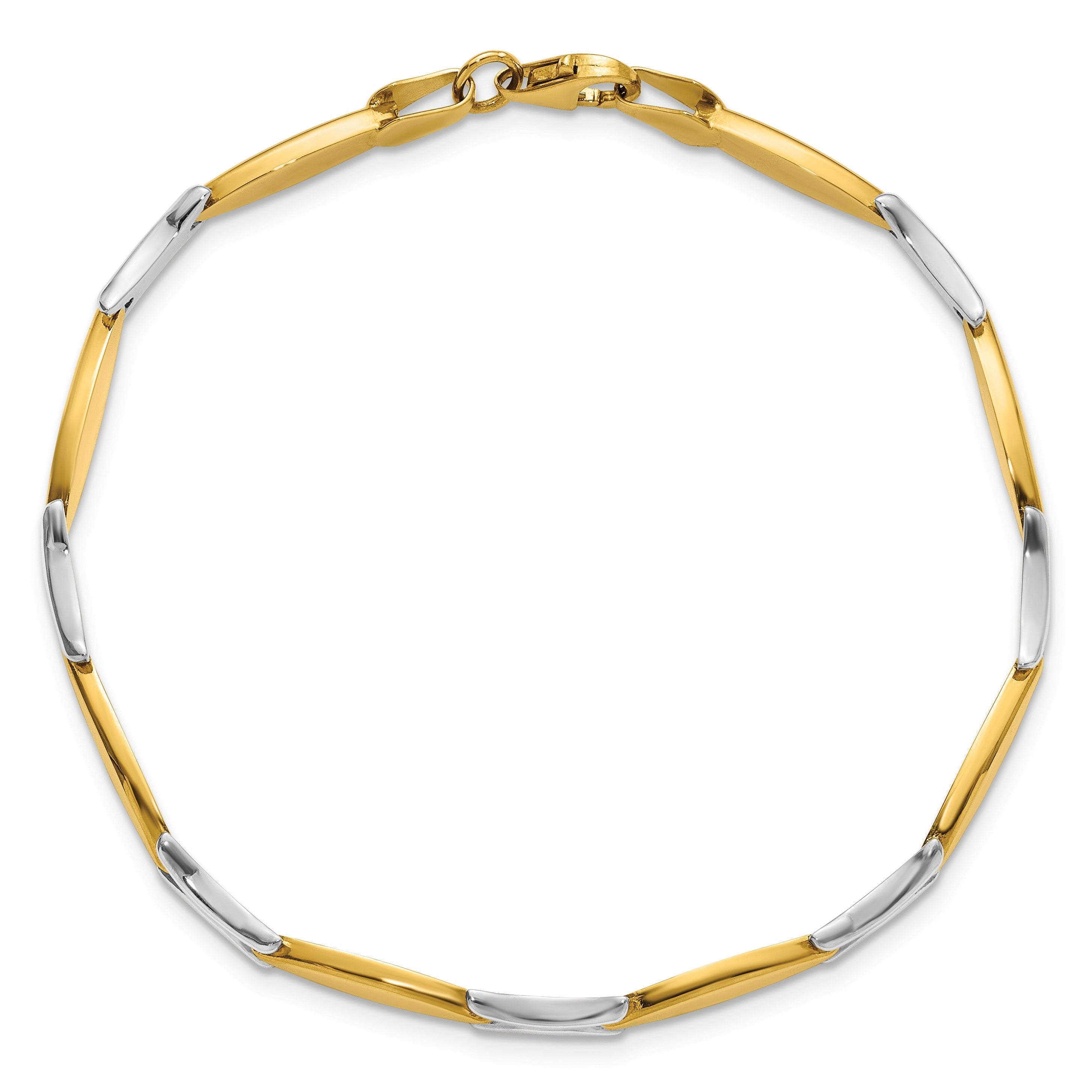14K Bicolor Poliert Fantasieglieder Armband