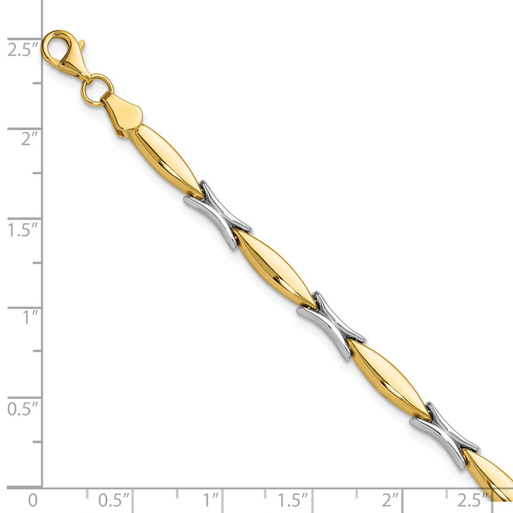 14K Bicolor Poliert Fantasieglieder Armband