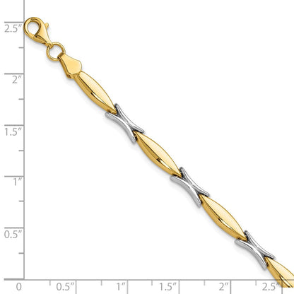 14K Bicolor Poliert Fantasieglieder Armband