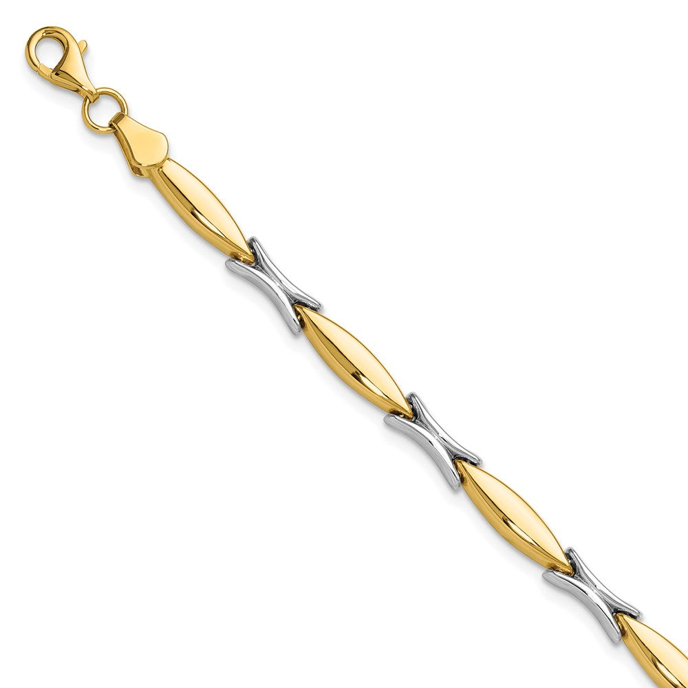 14K Bicolor Poliert Fantasieglieder Armband