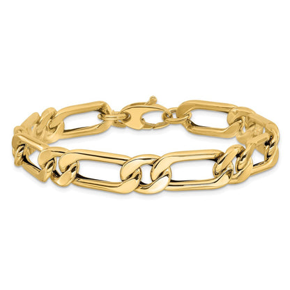 14K Gelbgold Poliert Hohl Fantasieglieder Herren Armband
