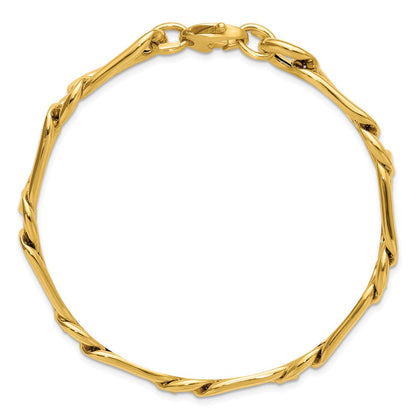 14K Gelbgold Poliert Hohl Fantasieglieder Herren Armband