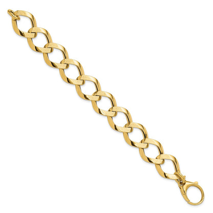 14K Gelbgold Poliert Gebürstet Hohl Fantasieglieder Armband
