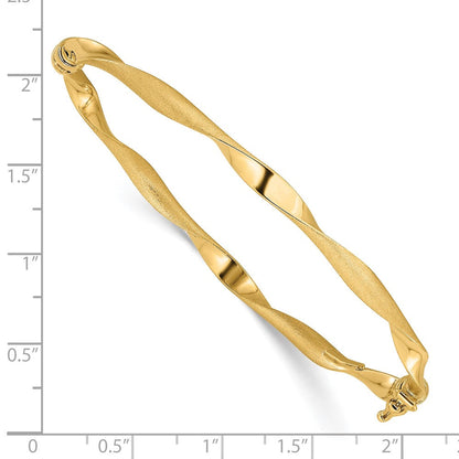 14K Gelbgold Poliert und Gebürstet Gedreht Klappbar Armreif