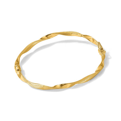 14K Gelbgold Poliert und Gebürstet Gedreht Klappbar Armreif