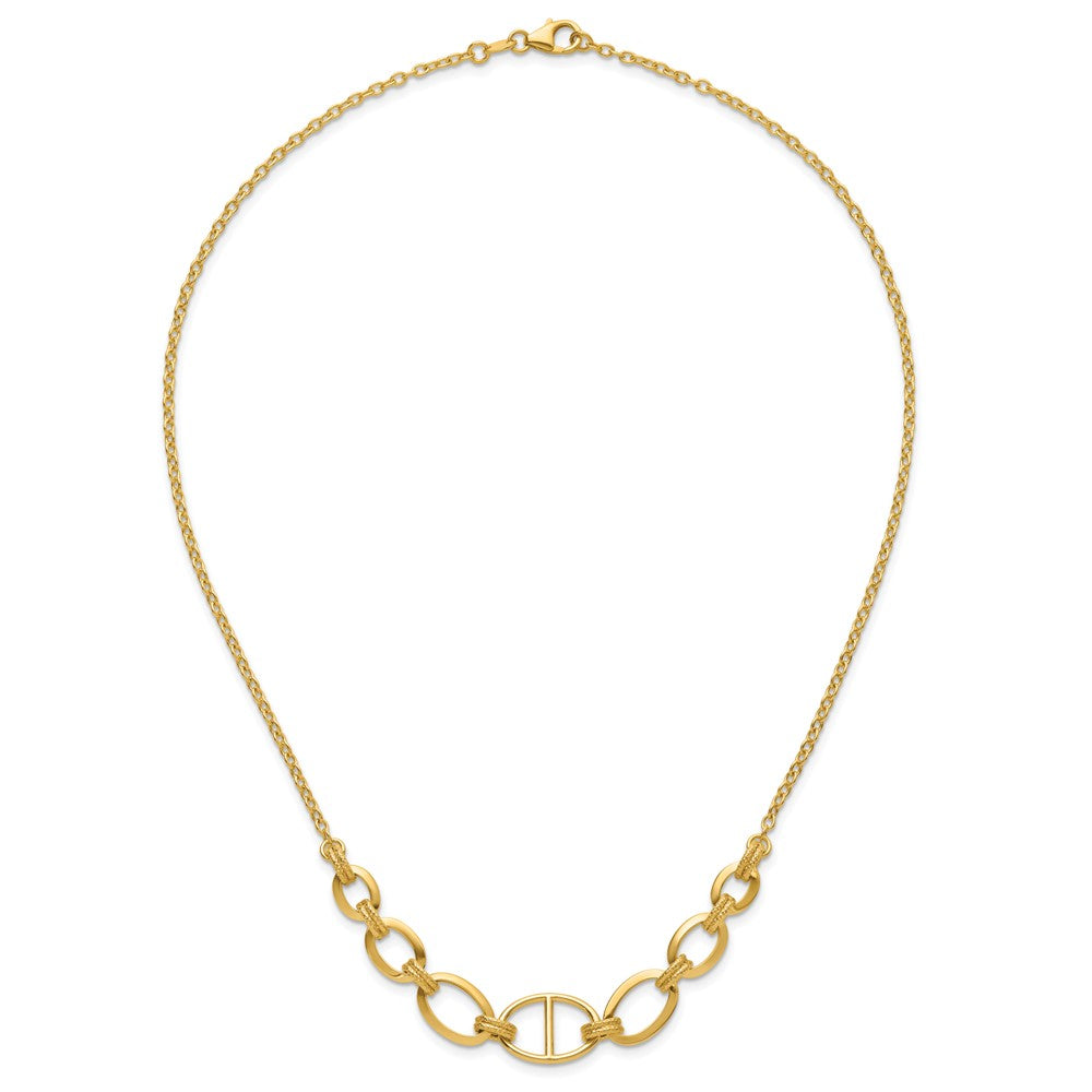 14K Gelbgold Poliert und Strukturiert Fantasie Halskette