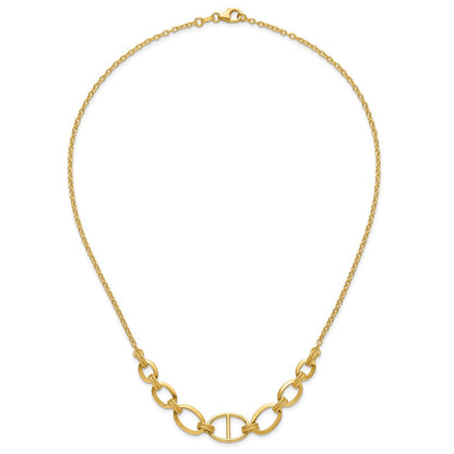 14K Gelbgold Poliert und Strukturiert Fantasie Halskette