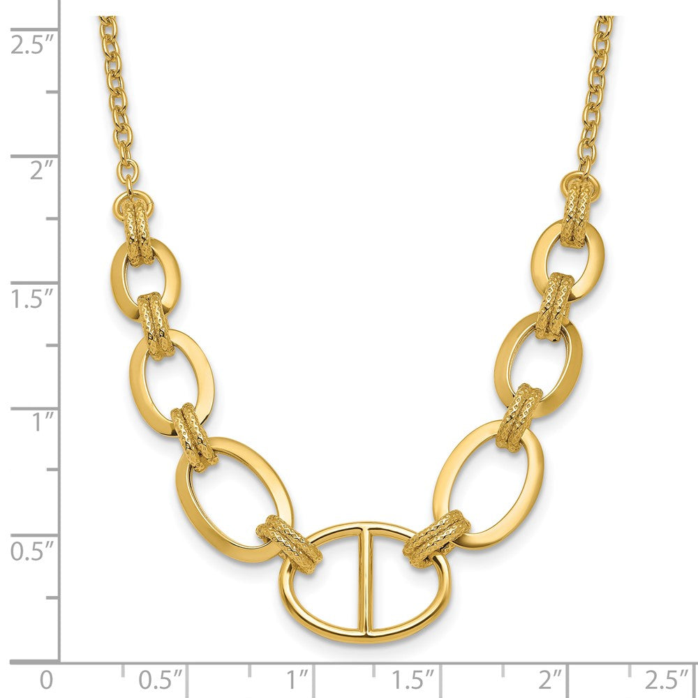 14K Gelbgold Poliert und Strukturiert Fantasie Halskette