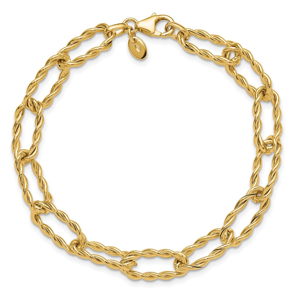 14K Gelbgold Poliert und Strukturiert Gedreht Glieder Armband