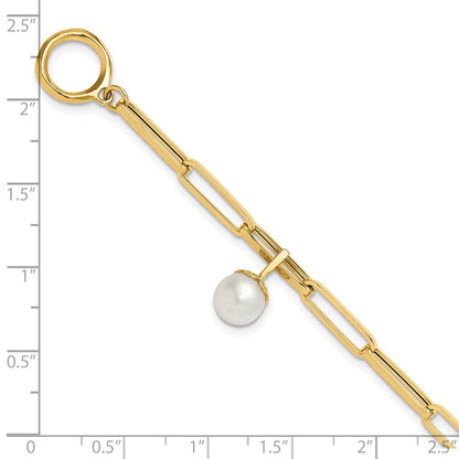 14K Gelbgold Poliert Fw Zuchtperle Fantasieglieder Knebel Armband