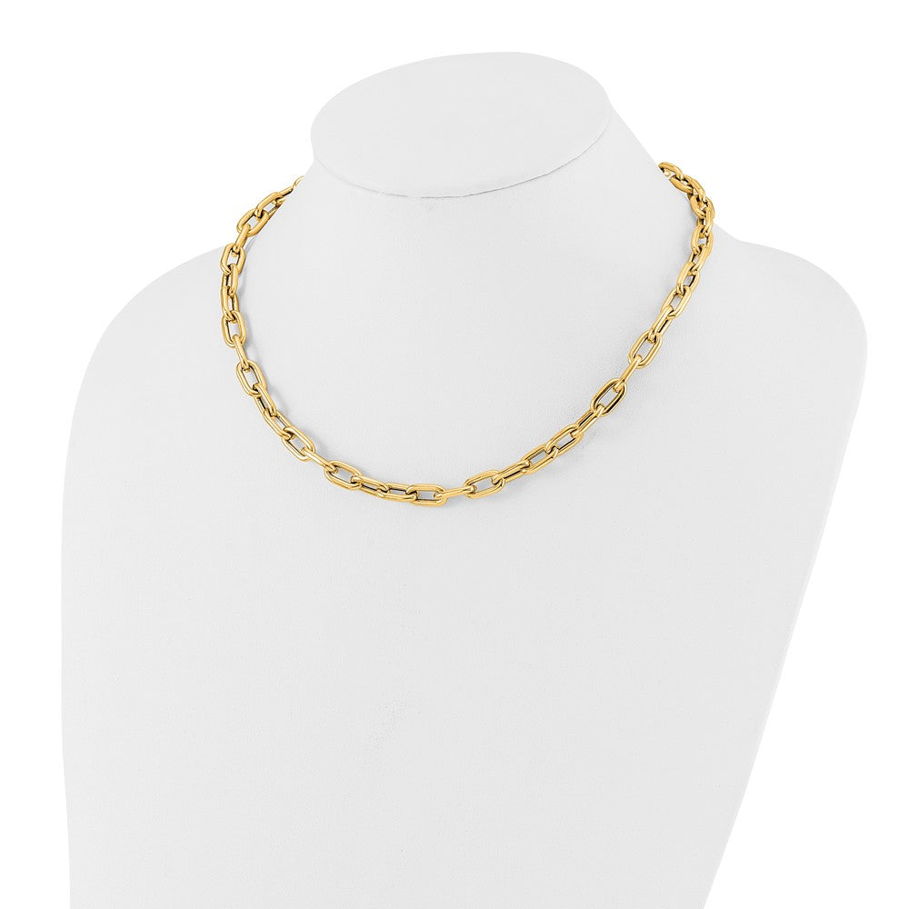 14K Gelbgold Poliert Fantasie Knebel Glieder Halskette