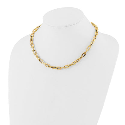 14K Gelbgold Poliert Fantasie Knebel Glieder Halskette