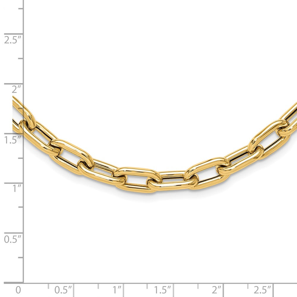 14K Gelbgold Poliert Fantasie Knebel Glieder Halskette