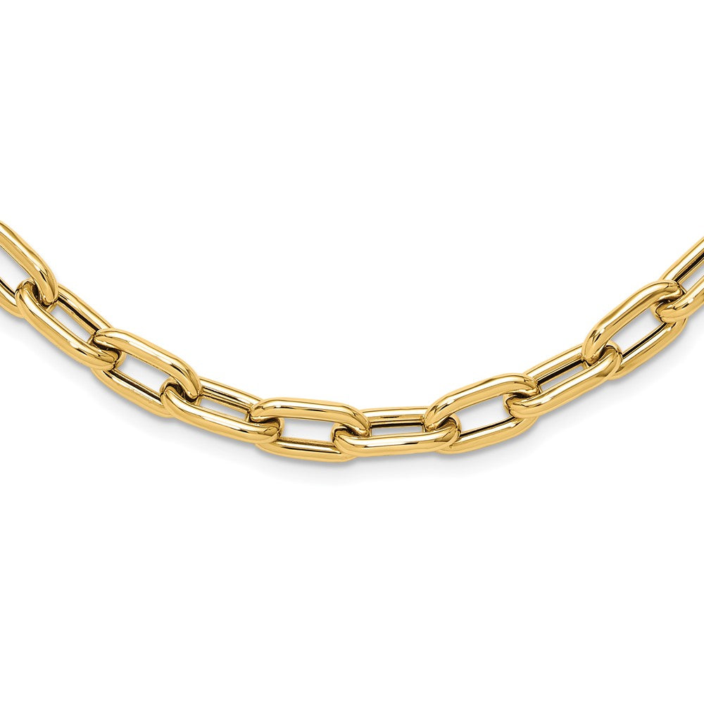 14K Gelbgold Poliert Fantasie Knebel Glieder Halskette