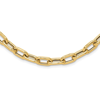 14K Gelbgold Poliert Fantasie Knebel Glieder Halskette