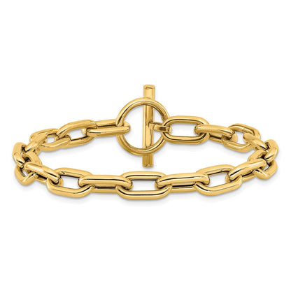 14K Gelbgold Poliert Fantasie Knebel Glieder Armband