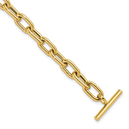 14K Gelbgold Poliert Fantasie Knebel Glieder Armband