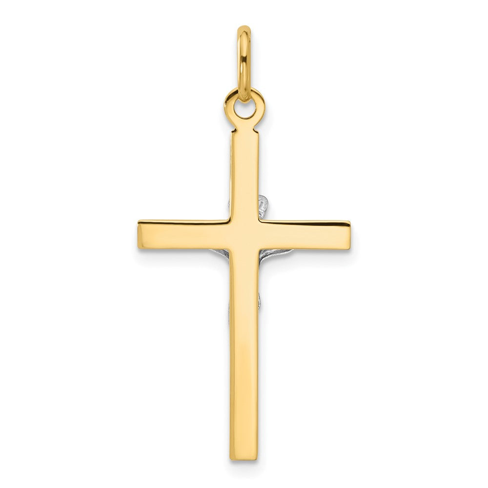 14K Bicolor Poliert Kruzifix Anhänger