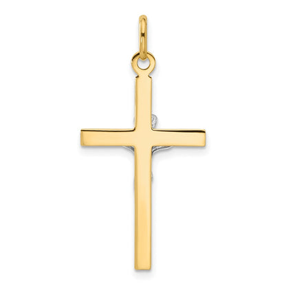 14K Bicolor Poliert Kruzifix Anhänger
