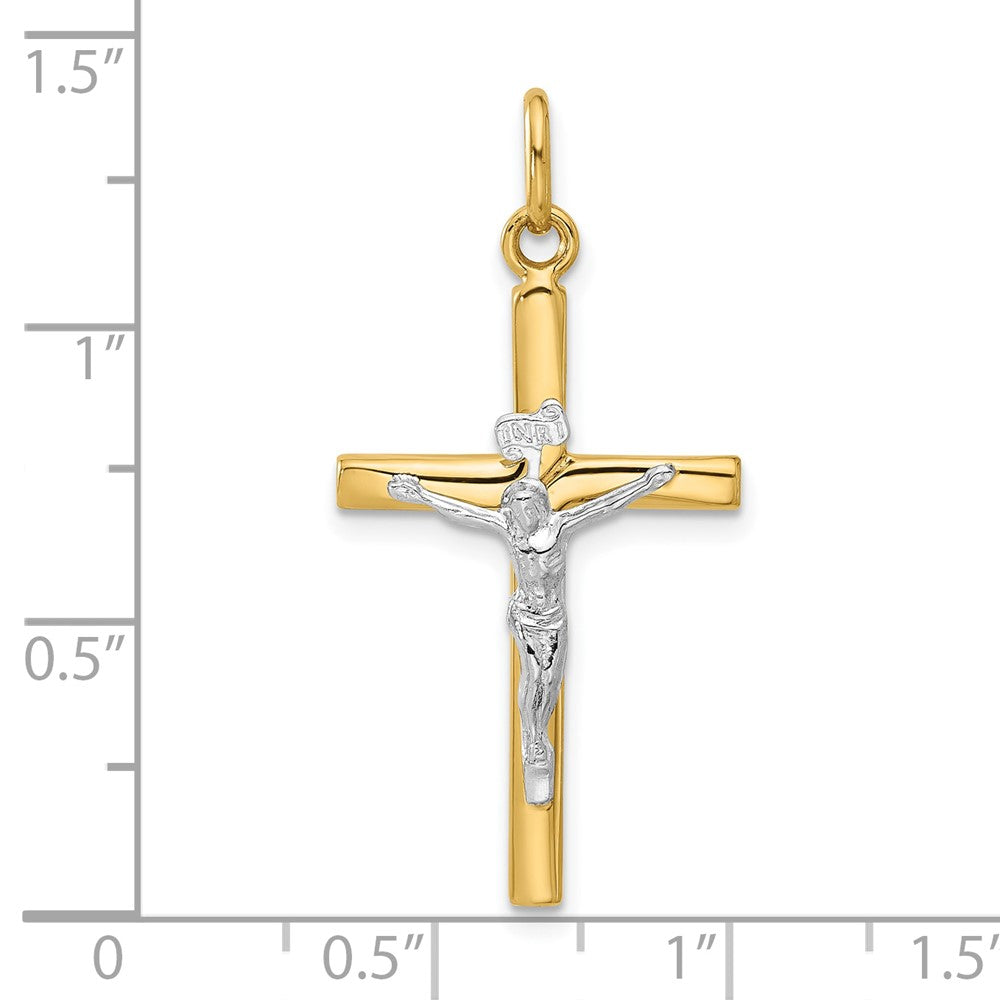 14K Bicolor Poliert Kruzifix Anhänger