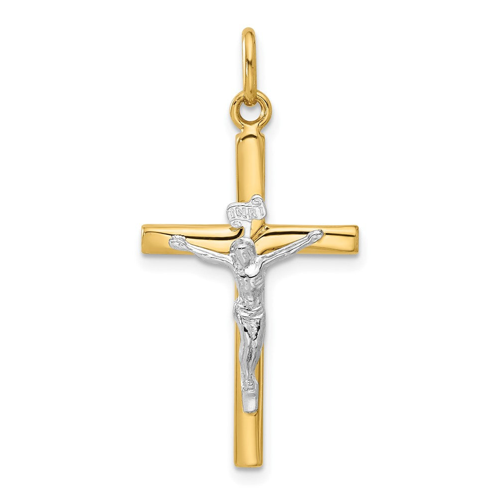 14K Bicolor Poliert Kruzifix Anhänger