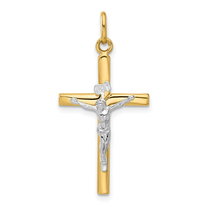 14K Bicolor Poliert Kruzifix Anhänger