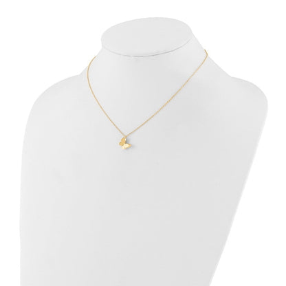14K Gelbgold Poliert Schmetterling Charm mit 2 Zoll Verlängerung. Halskette