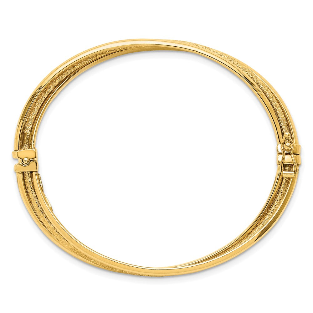 14K Gelbgold Poliert und Strukturiert Klappbar Armreif