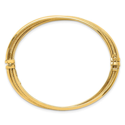 14K Gelbgold Poliert und Strukturiert Klappbar Armreif