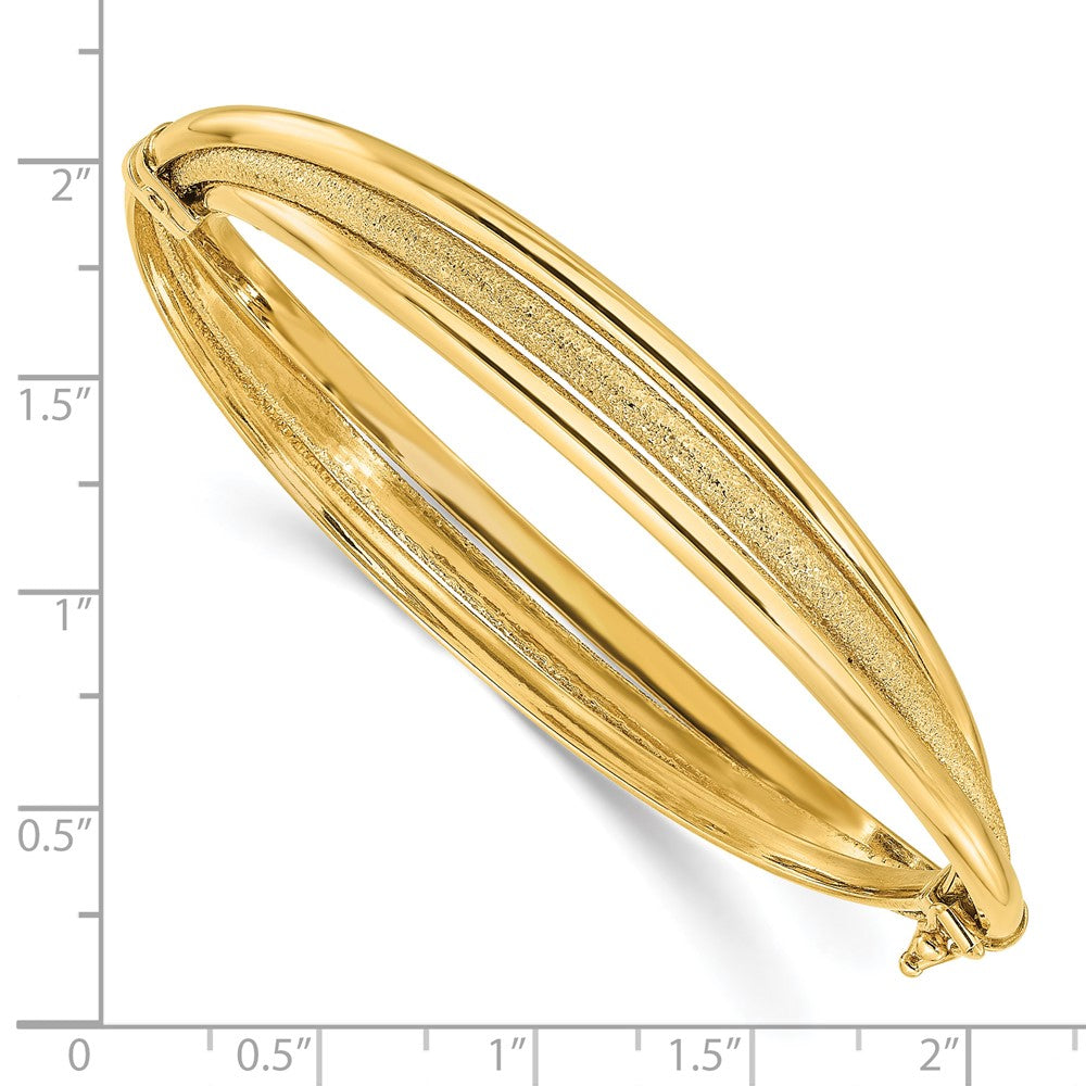 14K Gelbgold Poliert und Strukturiert Klappbar Armreif