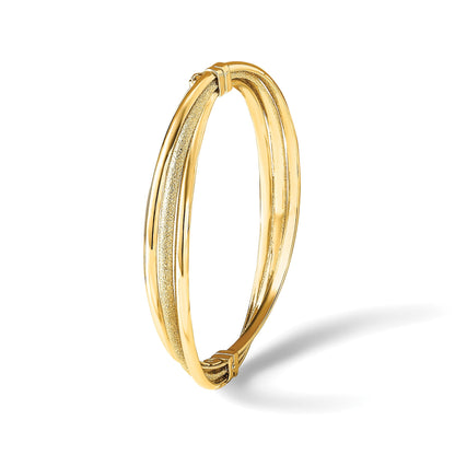 14K Gelbgold Poliert und Strukturiert Klappbar Armreif