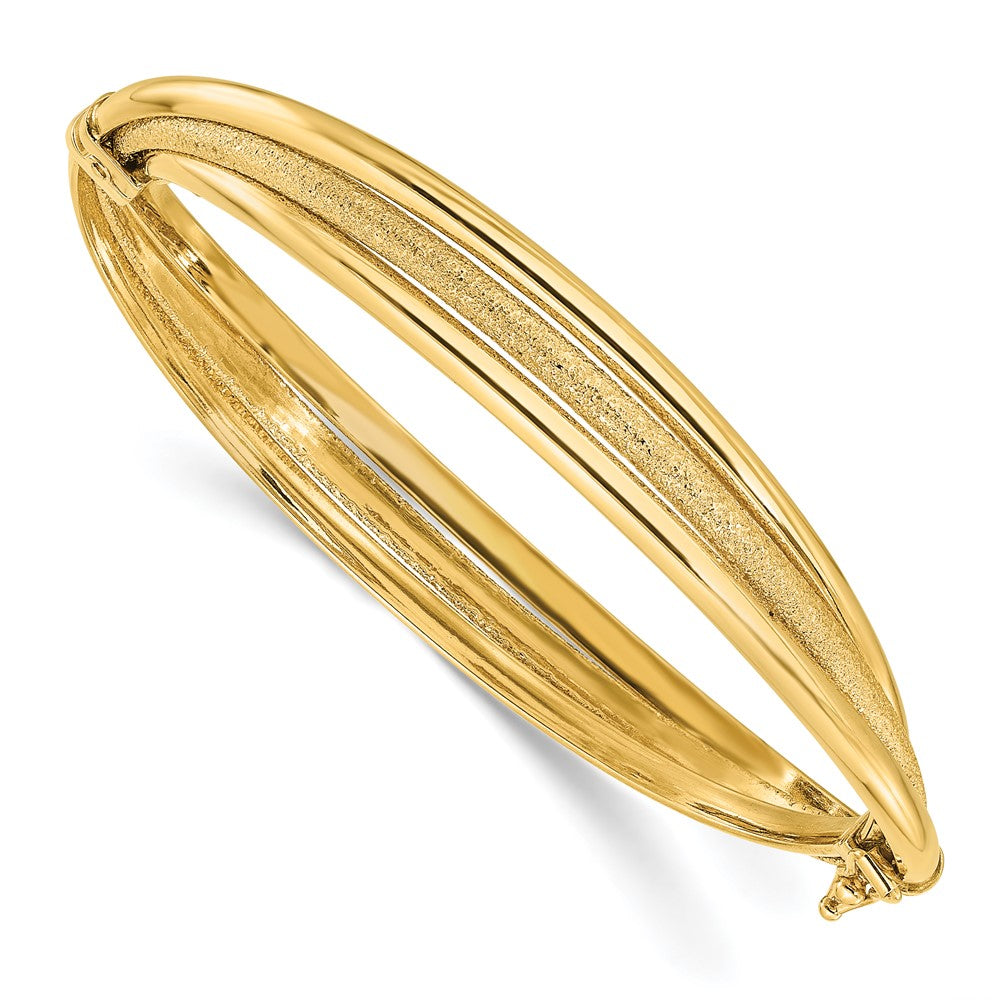 14K Gelbgold Poliert und Strukturiert Klappbar Armreif
