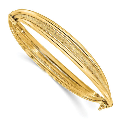 14K Gelbgold Poliert und Strukturiert Klappbar Armreif