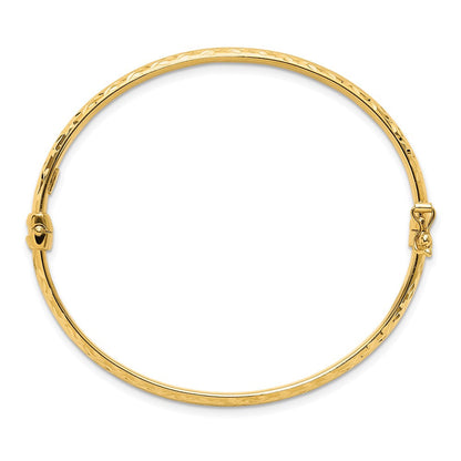 14K Gelbgold Poliert und Diamantiert Klappbar Armreif