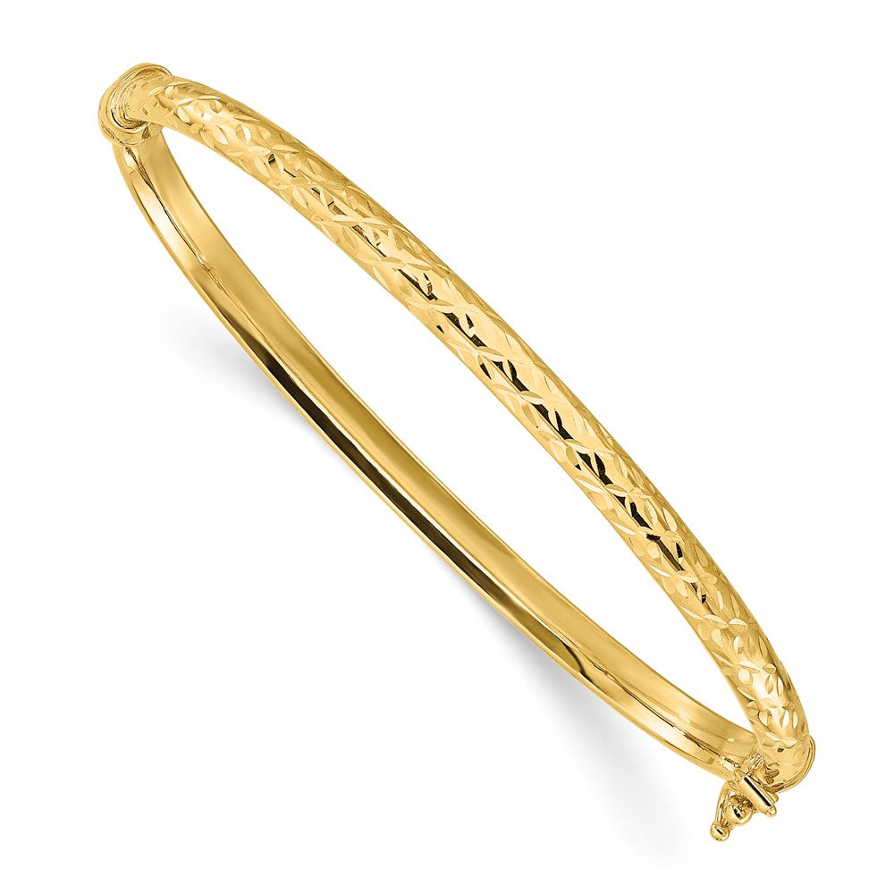 14K Gelbgold Poliert und Diamantiert Klappbar Armreif