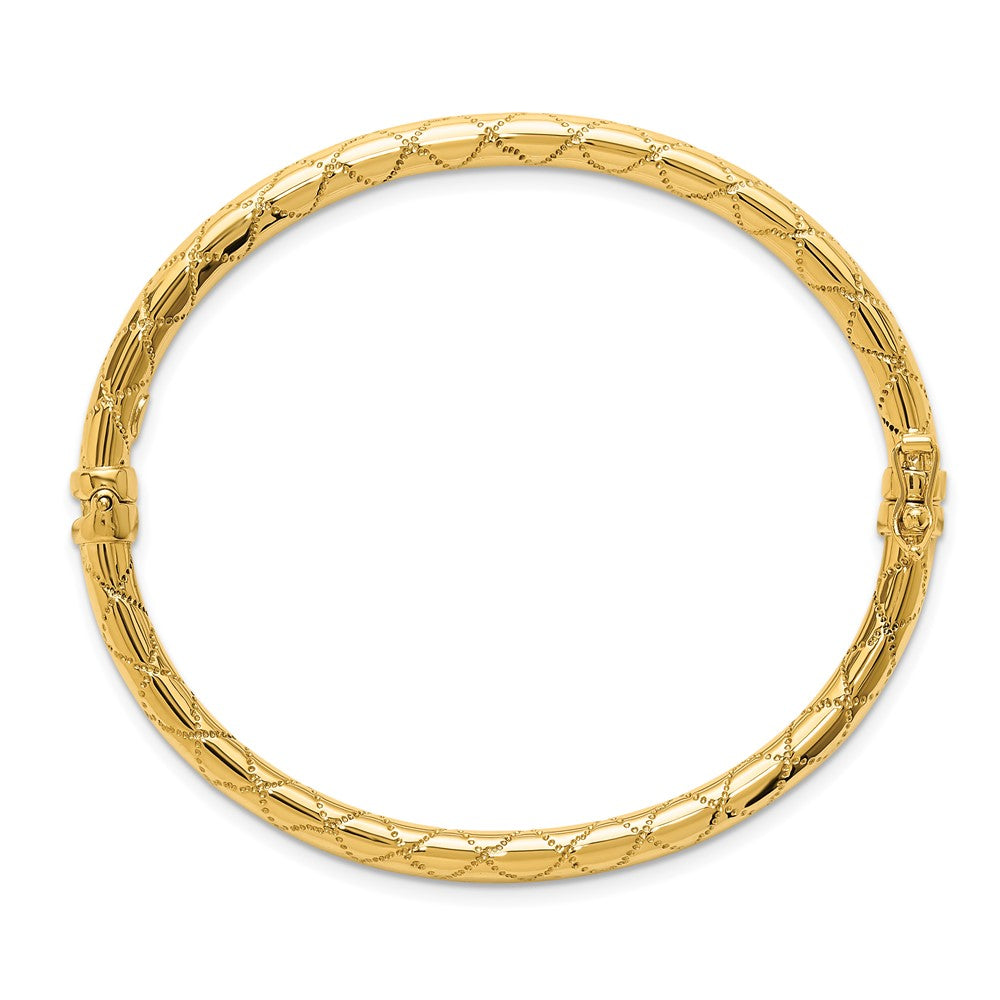 14K Gelbgold Poliert und Strukturiert Klappbar Armreif