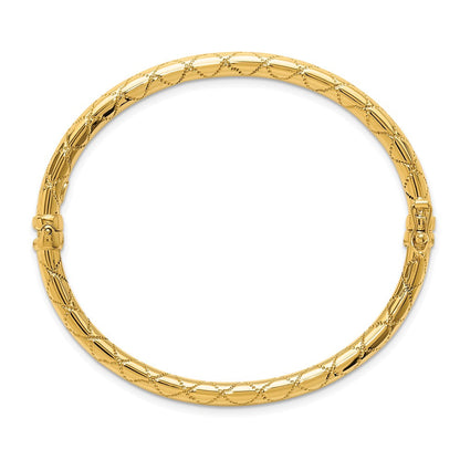 14K Gelbgold Poliert und Strukturiert Klappbar Armreif