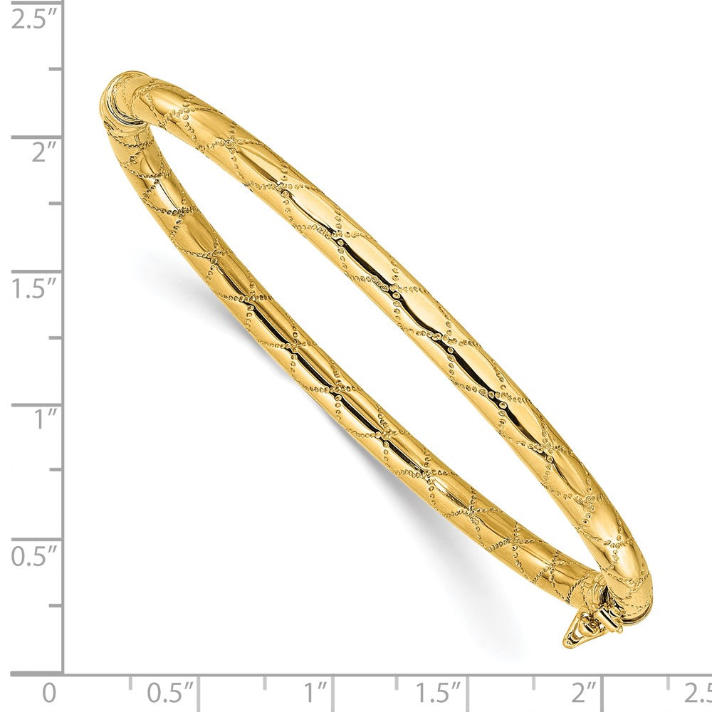 14K Gelbgold Poliert und Strukturiert Klappbar Armreif