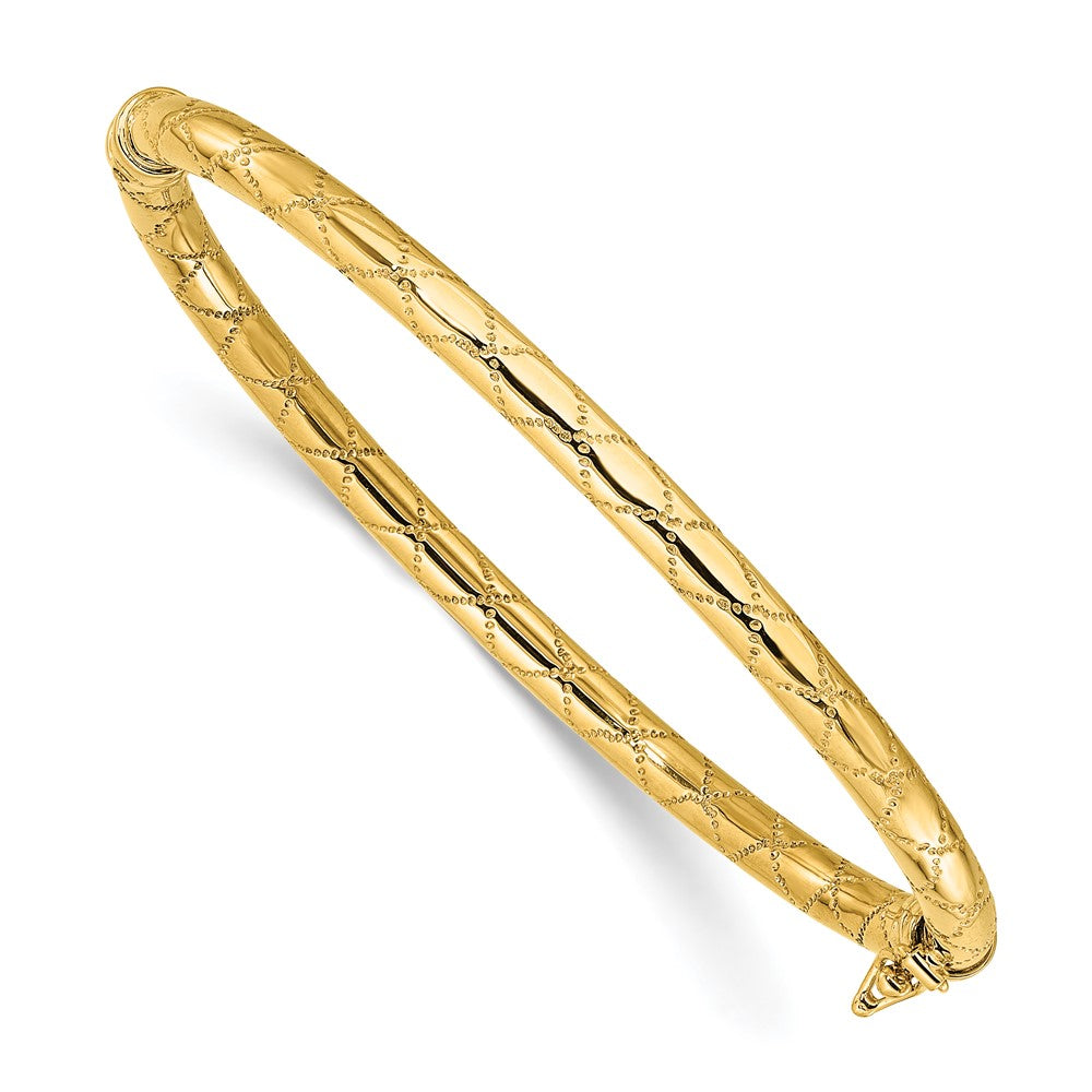 14K Gelbgold Poliert und Strukturiert Klappbar Armreif