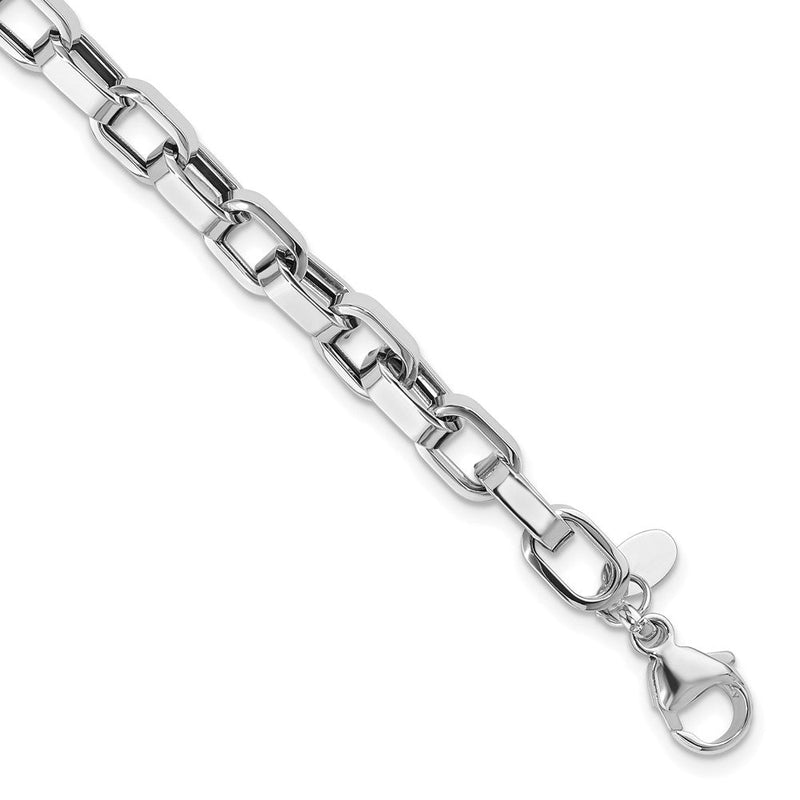 14K Weißgold 14ky Rhodium Poliert Fantasieglieder Gliederarmband