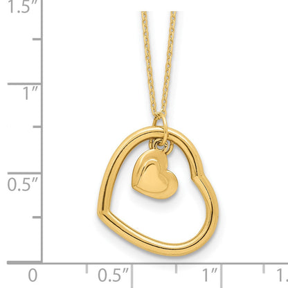 14K Gelbgold Poliert Herz Anhänger Halskette
