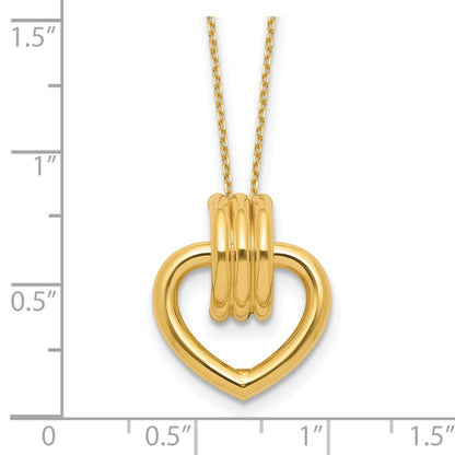 14K Gelbgold Poliert Herz Halskette
