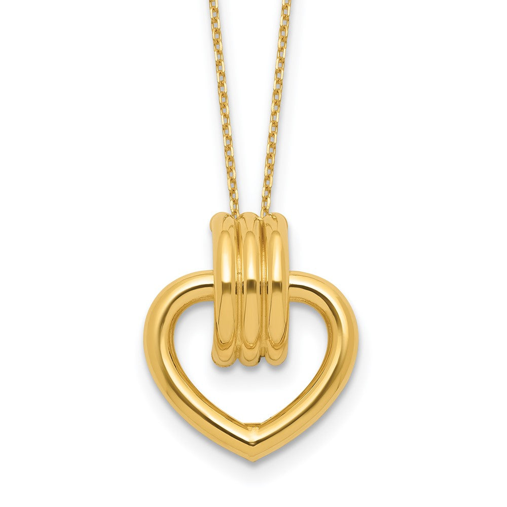 14K Gelbgold Poliert Herz Halskette