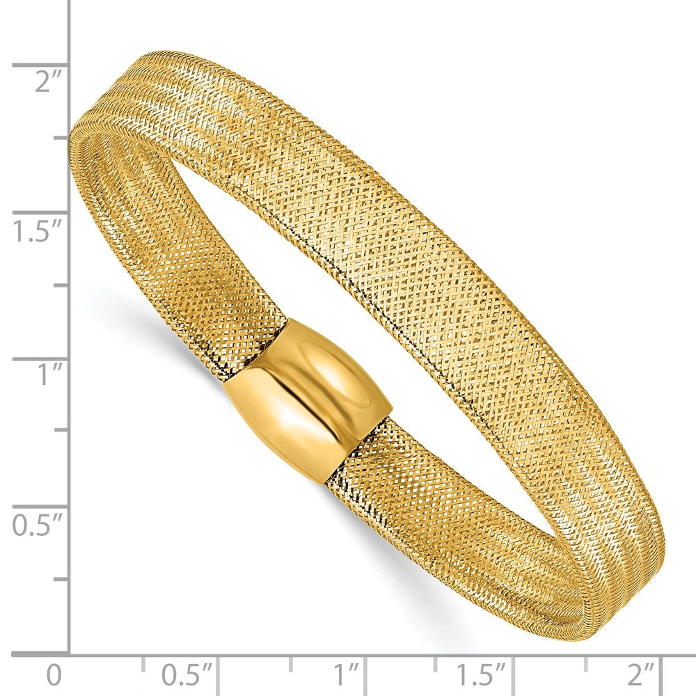 14K Gelbgold Netz Schieber auf Dehnbar Armband