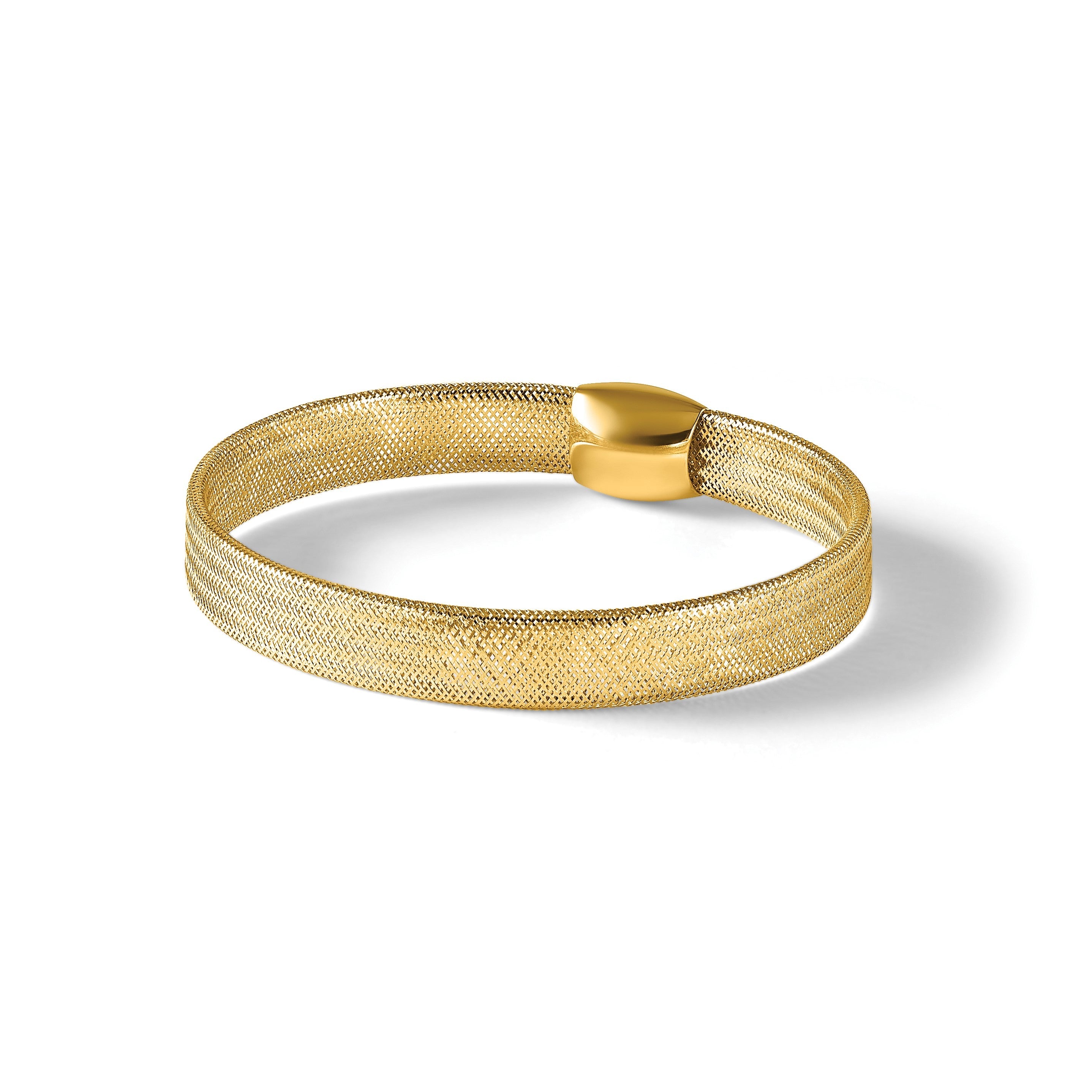 14K Gelbgold Netz Schieber auf Dehnbar Armband